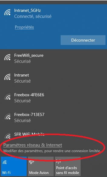 Choix des connexions