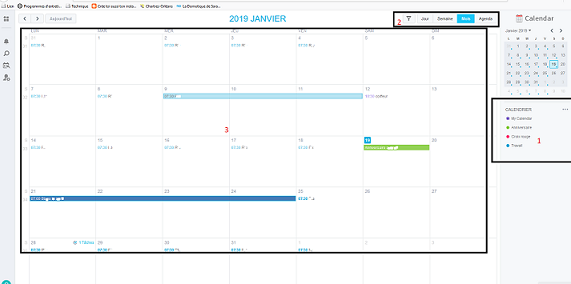 Présentation de la page du calendrier